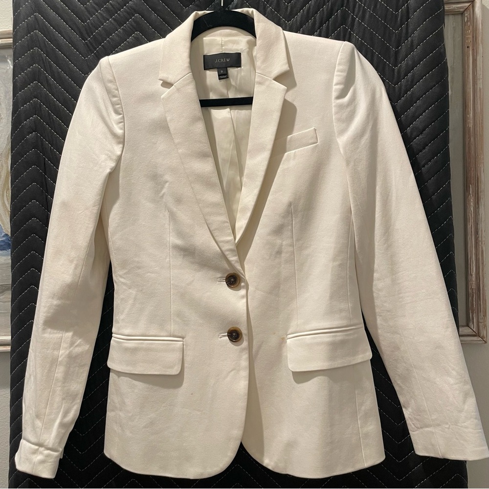J. Crew White Blazer with Button Detail